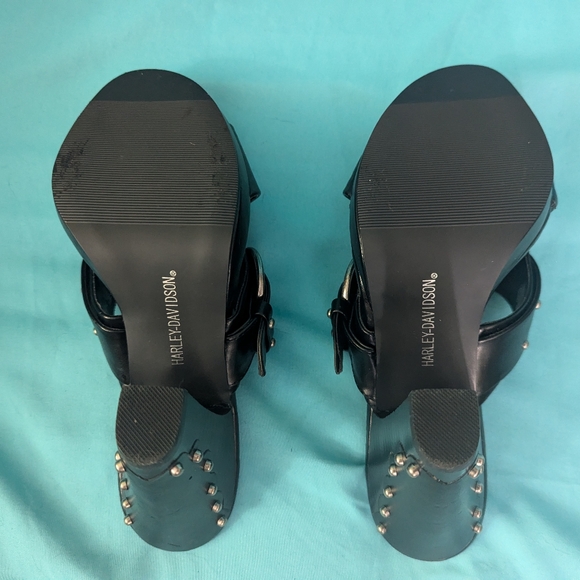 Harley Davidson chunky heeled black with studs size 7 - Picture 3 of 6